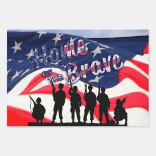 USA Home of the Brave Wrapping Paper Sheets