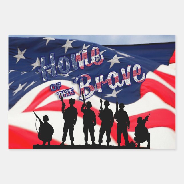USA Home of the Brave Wrapping Paper Sheets (Front)