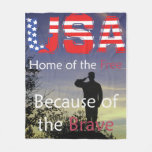USA - Home of the Free Because of the Brave Fleece Blanket
