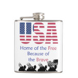 USA - Home of the Free Because of the Brave Hip Flask