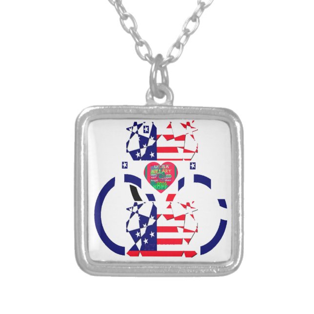 USA Hope Beautiful Amazing National Flag Design Ar Silver Plated Necklace (Front)