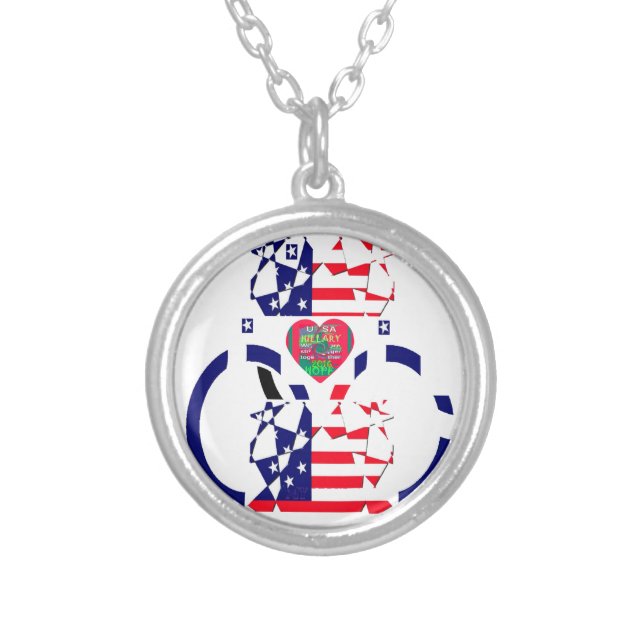 USA Hope Beautiful Amazing National Flag Design Ar Silver Plated Necklace (Front)