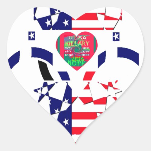 USA Hope Beautiful Amazing National Flag Design   Heart Sticker