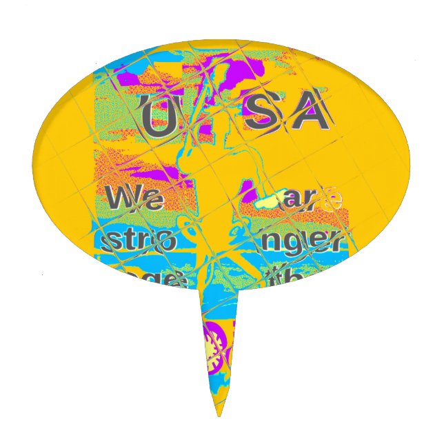 USA Hope: Colorful Textured Design Cake Topper (Front)