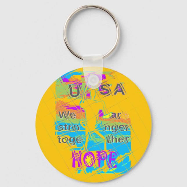 USA Hope: Colorful Textured Design Keychain (Front)