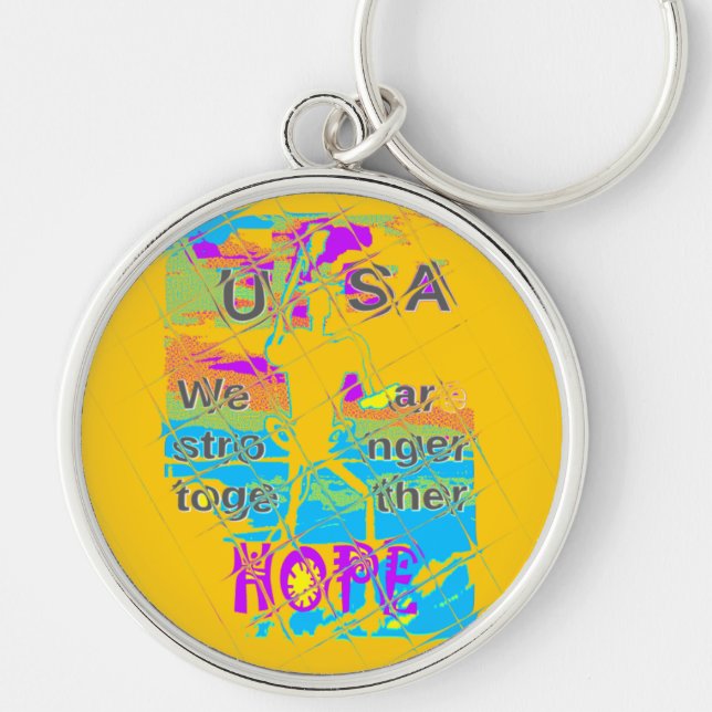 USA Hope: Colorful Textured Design Keychain (Front)