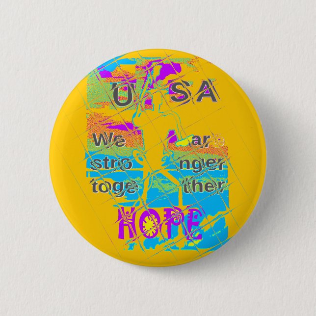 USA Hope: Colorful Textured Design Pinback Button (Front)