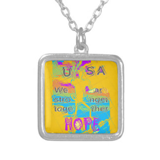 USA Hope: Colorful Textured Design Silver Plated Necklace
