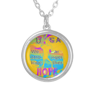 USA Hope: Colorful Textured Design Silver Plated Necklace