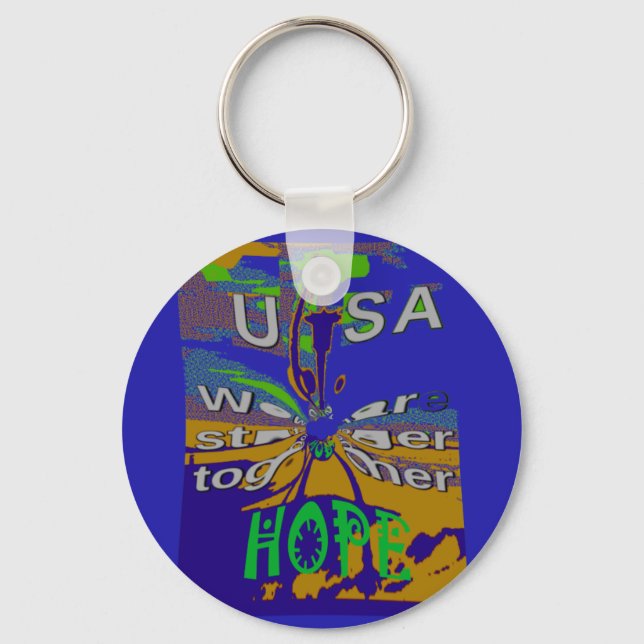 USA Hope Message Art Print Keychain (Front)
