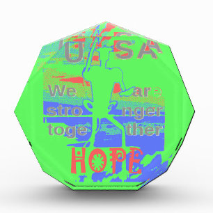 USA Hope: Neon Lemon & Orange Art Acrylic Award