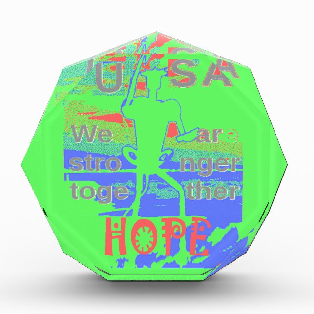 USA Hope: Neon Lemon & Orange Art Acrylic Award (Front)