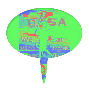 USA Hope: Neon Lemon & Orange Art Cake Topper