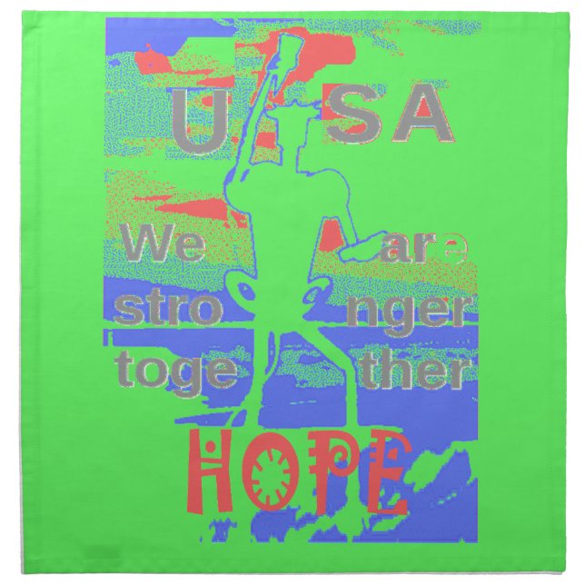USA Hope: Neon Lemon & Orange Art Cloth Napkin (Front)