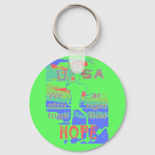 USA Hope: Neon Lemon & Orange Art Keychain (Front)