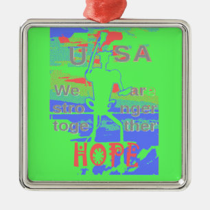 USA Hope: Neon Lemon & Orange Art Metal Ornament