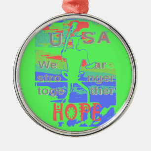 USA Hope: Neon Lemon & Orange Art Metal Ornament