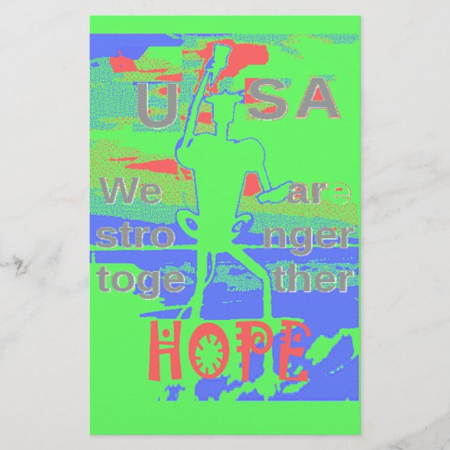 USA Hope: Neon Lemon & Orange Art Stationery (Front)