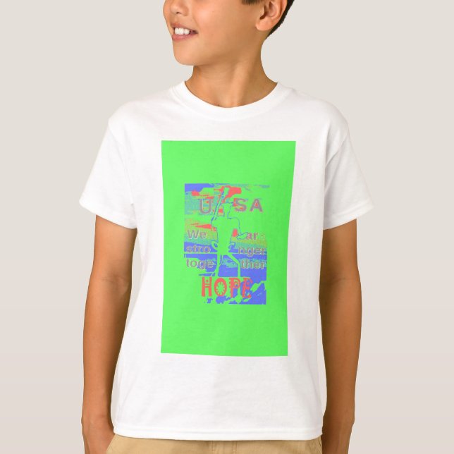 USA Hope: Neon Lemon & Orange Art T-Shirt (Front)