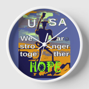 USA Hope Stronger Together  Clock