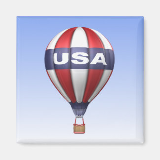 USA Hot Air Balloon Square Magnet