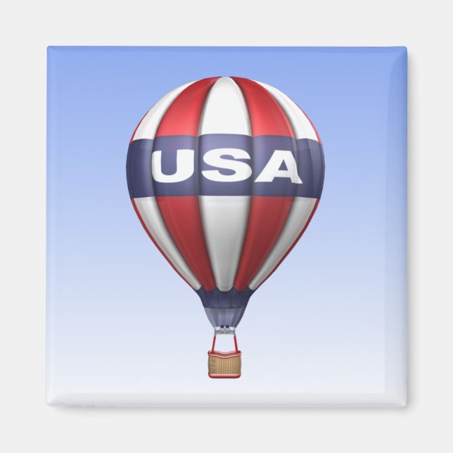 USA Hot Air Balloon Square Magnet (Front)