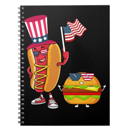 USA Hotdog Burger American Flag 4th of July Notebook