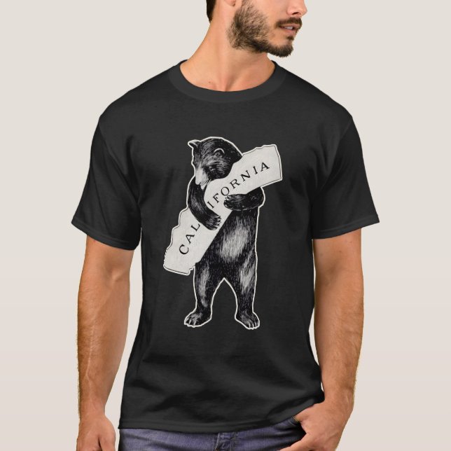 Usa I Love California Art-Retro Cali Bear Hug T-Shirt (Front)