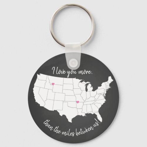 USA I love you more than the miles between us Keychain