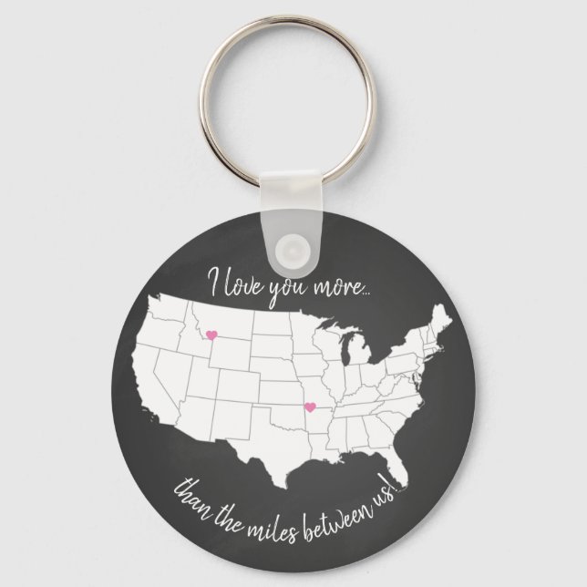 USA I love you more than the miles between us Keychain (Front)