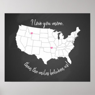 USA I love you more than the miles between us Poster