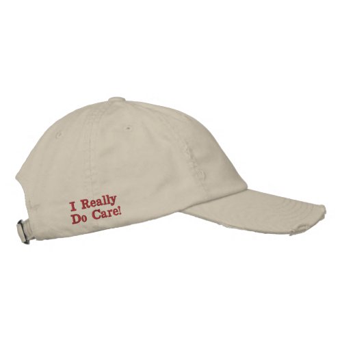 USA I really do care Stone Embroidered Baseball Cap