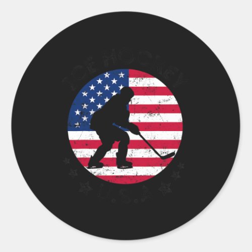 Usa Ice Hockey Team Support National Ice Hockey Us Classic Round Sticker