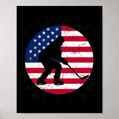 Usa Ice Hockey Team Support National Ice Hockey Us Poster