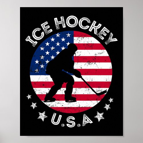 Usa Ice Hockey Team Support National Ice Hockey Us Poster