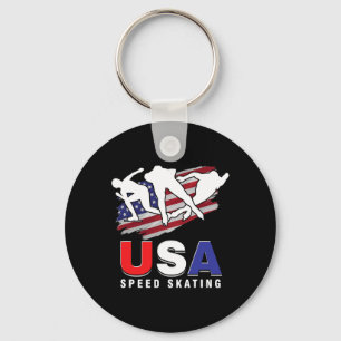 Usa Ice Skate Skating Skaters Speed Figure Skater Keychain