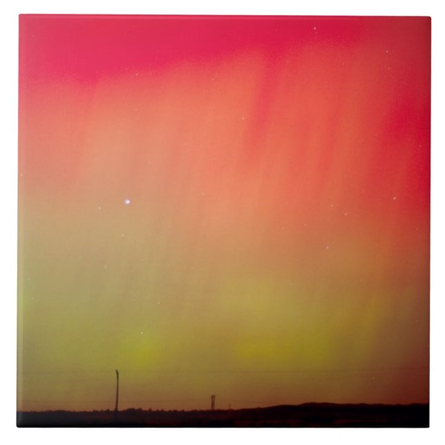 USA, Idaho. Aurora borealis, northern lights at 2 Ceramic Tile (Front)