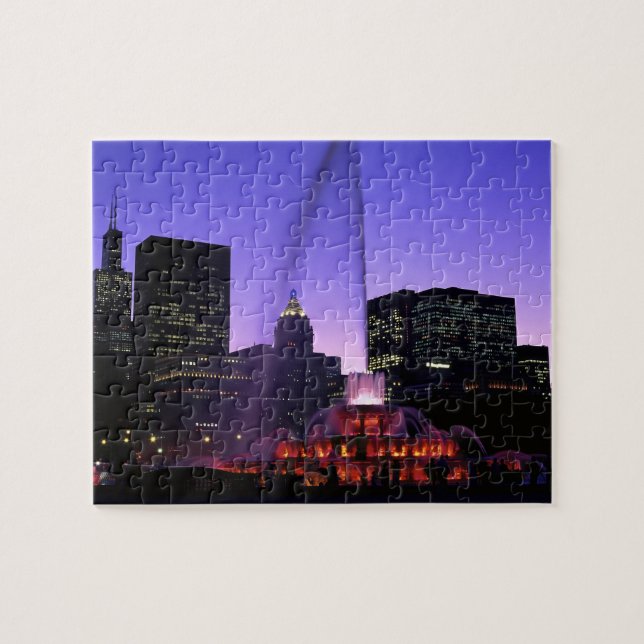 USA, IL, Chicago. Buckingham Fountain in Grant Jigsaw Puzzle (Horizontal)