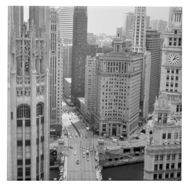 USA, IL, Chicago, Loop from Hotel Ceramic Tile (Front)