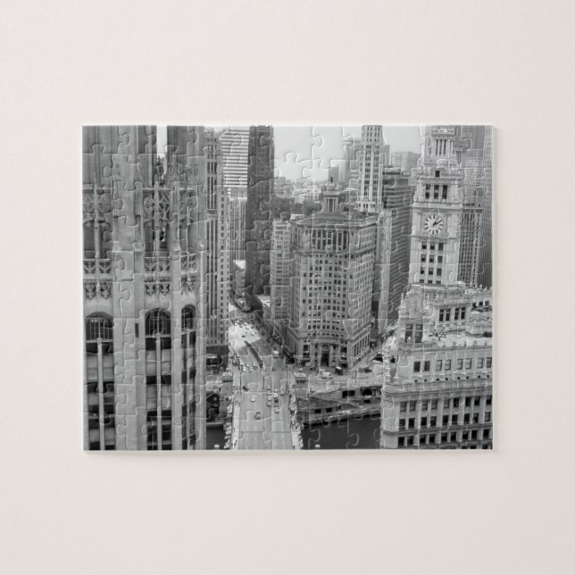 USA, IL, Chicago, Loop from Hotel Jigsaw Puzzle (Horizontal)