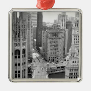 USA, IL, Chicago, Loop from Hotel Metal Ornament