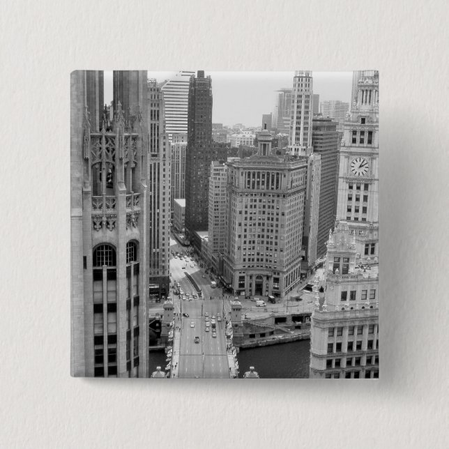 USA, IL, Chicago, Loop from Hotel Pinback Button (Front)