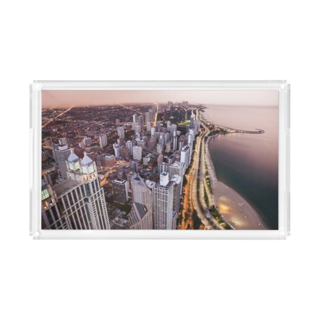 USA, Illinois, Chicago, Aerial view of Lake Acrylic Tray (Front)