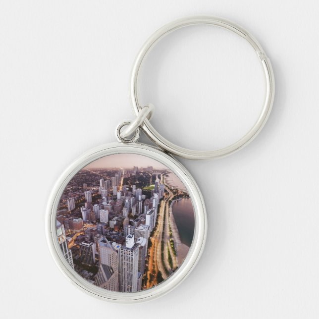 USA, Illinois, Chicago, Aerial view of Lake Keychain (Front)