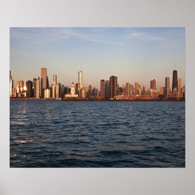 USA, Illinois, Chicago, City skyline over Lake Poster (Front)