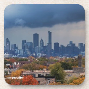 USA, Illinois, Chicago, cityscape Beverage Coaster