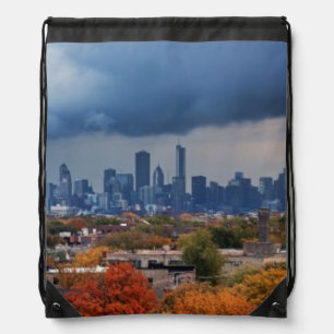 USA, Illinois, Chicago, cityscape Drawstring Bag