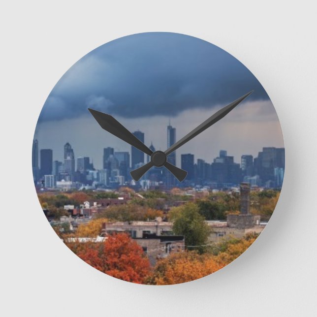 USA, Illinois, Chicago, cityscape Round Clock (Front)
