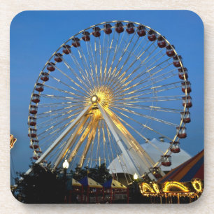 USA, Illinois, Chicago, Cityscapes, Lighted Drink Coaster