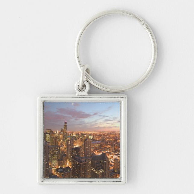 USA, Illinois, Chicago: Evening View of The Loop Keychain (Front)